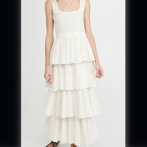 Brand new size L Rhode Naomi Dress white tiered eyelet maxi